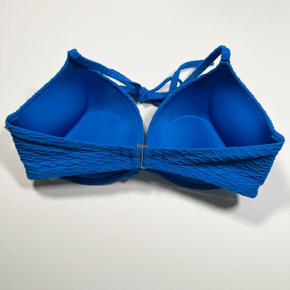 Victoria Secret 36C Bombshell Push Up Bikini Top Adds 2 Cups Textured Blue - Picture 3 of 3